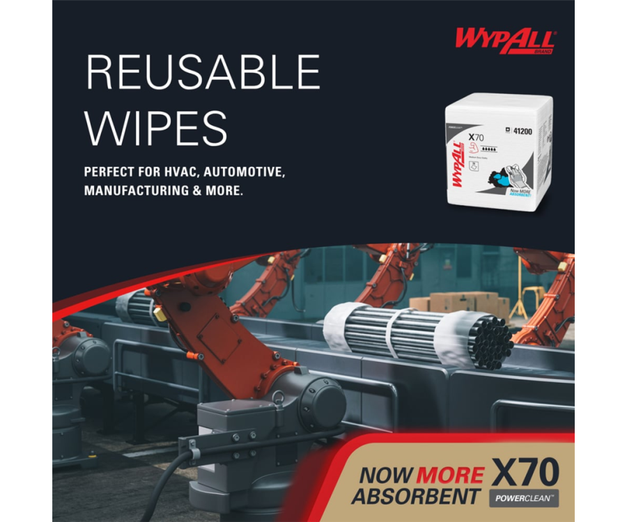 WypAll® PowerClean™ X70 Medium Duty Cloths (12.5 in. x 12 in., 76/Pack, 12 Packs/Case)